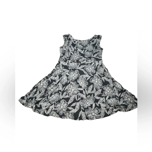 EUC Loft skater dress floral wedding guest black white Large - Picture 2 of 5